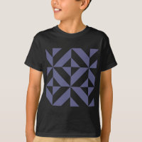Midnight Blue Geometric Deco Cube Pattern