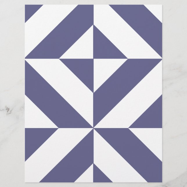 Midnight Blue Geometric Deco Cube Scrapbook Paper (Front)