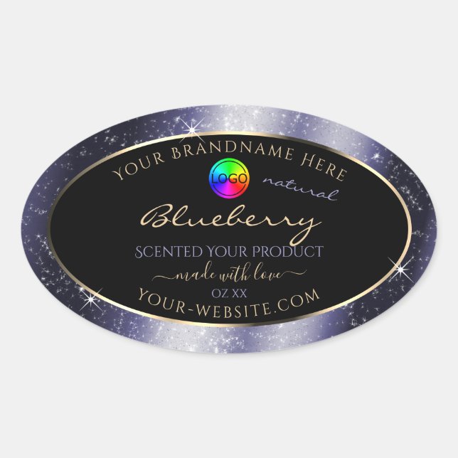 Midnight Blue Glitter Frame Product Label and Logo (Front)