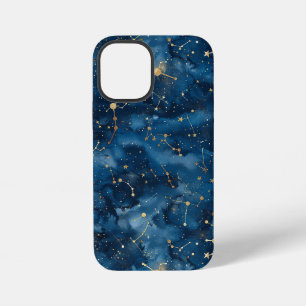 Midnight Blue Gold Cosmic Nebula Stardust iPhone 12 Mini Case