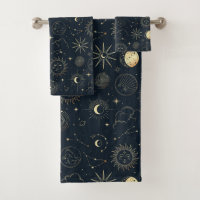Midnight Blue Gold Star Constellation Pattern