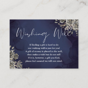 Midnight Blue Gothic Floral Wishing Well Wedding Enclosure Card