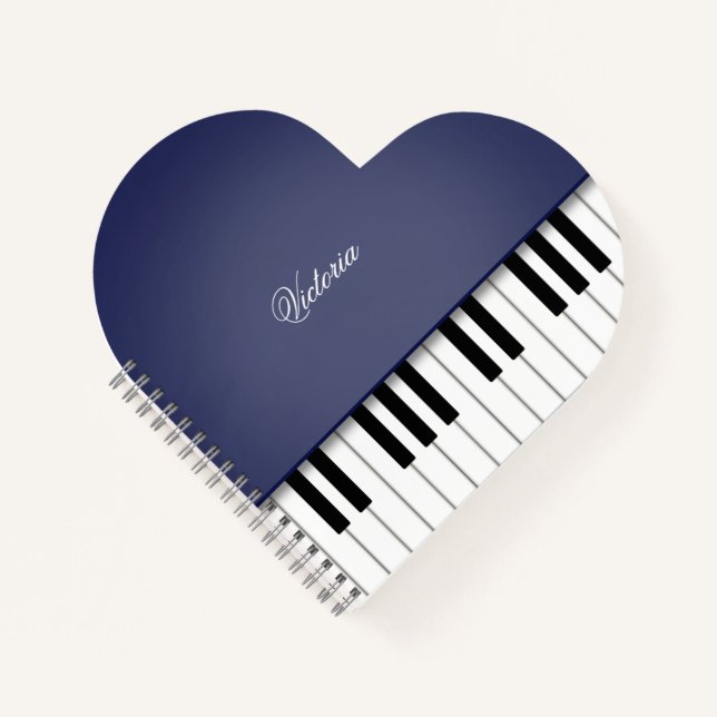 Midnight Blue Grand Piano Music Keyboard Custom Notebook (Front)