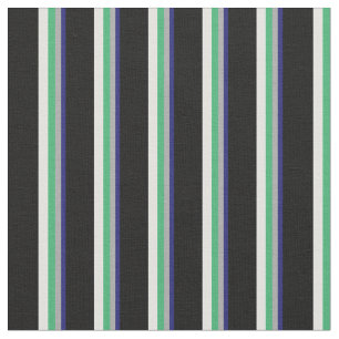 Midnight Blue, Grey, Sea Green, Light Cyan & Black Fabric