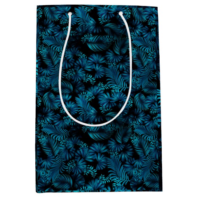 Midnight Blue Hawaiian Palms Tall Gift Bag (Front)