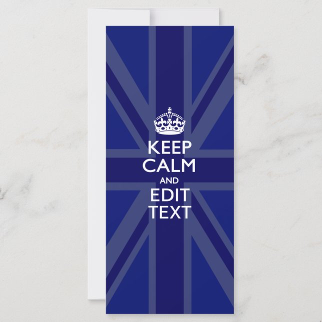 Midnight Blue Keep Calm and Your Text Union Jack (Front)