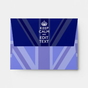 Midnight Blue Keep Calm and Your Text Union Jack Envelopes