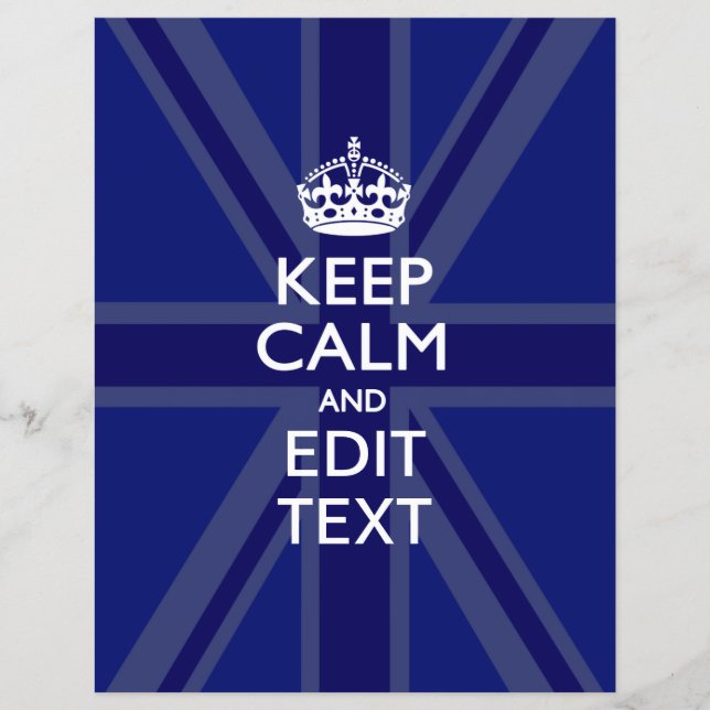 Midnight Blue Keep Calm and Your Text Union Jack Flyer (Front)