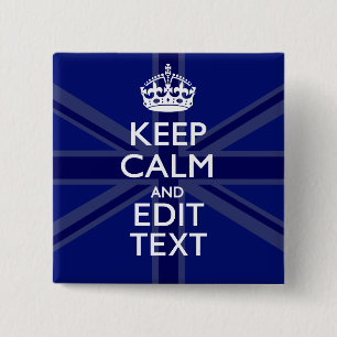 Midnight Blue Keep Calm Get Your Text Union Jack 15 Cm Square Badge
