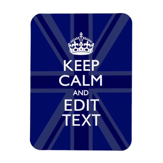 Midnight Blue Keep Calm Have Your Text Union Jack Magnet (Vertical)