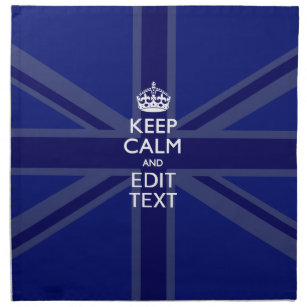 Midnight Blue Keep Calm Have Your Text Union Jack Napkin