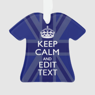 Midnight Blue Keep Calm Have Your Text Union Jack Ornament