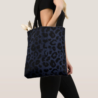 Midnight Blue Leopard Print Tote Bag