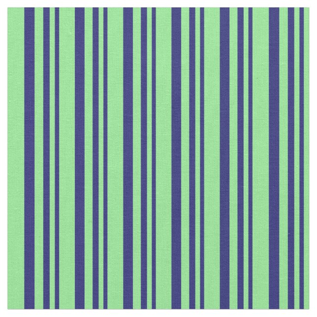 Midnight Blue & Light Green Coloured Lines Pattern Fabric (Close Up)