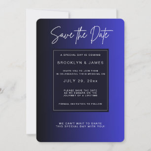 Midnight Blue Minimal Save The Date Invitation