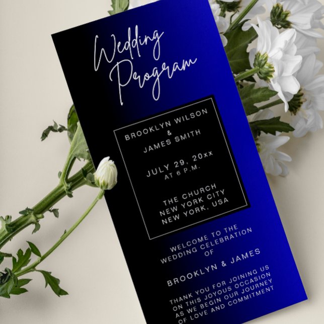 Midnight Blue Minimal Wedding Programs Programme (Creator Uploaded)