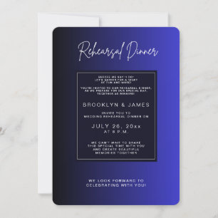 Midnight Blue Minimal Wedding Rehearsal Dinner Invitation