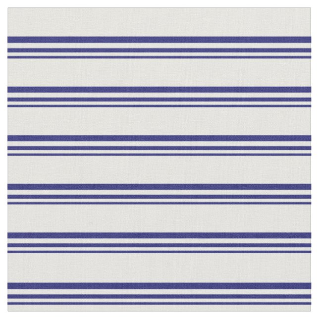 Midnight Blue & Mint Cream Striped/Lined Pattern Fabric (Close Up)