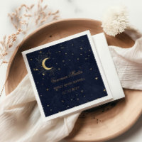 Midnight Blue Moon Stars Quinceanera