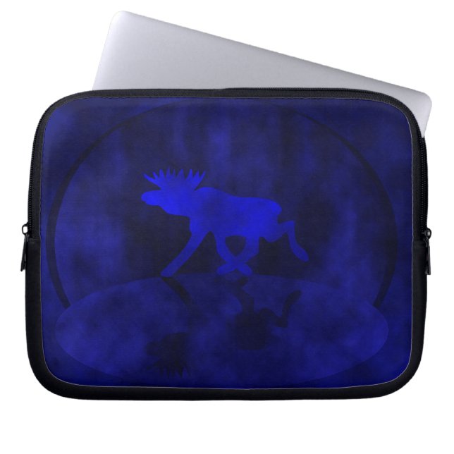 Midnight blue Moose Laptop Sleeve (Front)