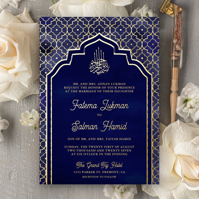Midnight Blue Moroccan Arch Muslim Wedding Gold (Creator Uploaded)