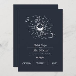 Midnight Blue Mystical Hands Celestial Handfasting Invitation