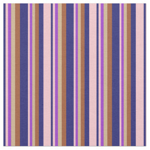 Midnight Blue, Pink, Dark Orchid, Tan & Sienna Fabric