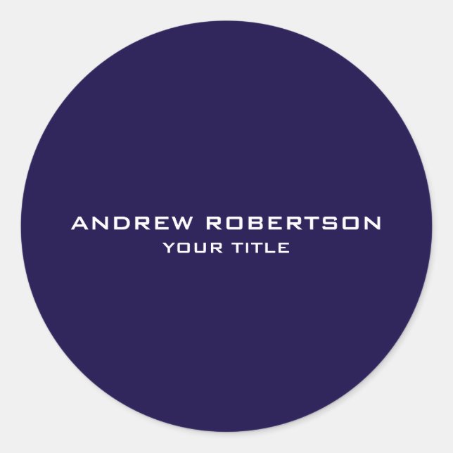 Midnight Blue Plain Elegant Minimalist Simple Classic Round Sticker (Front)
