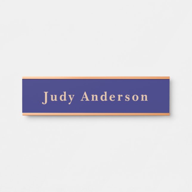 Midnight Blue Professional Plain Modern Elegant Door Sign (Front)