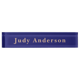 Midnight Blue Professional Plain Modern Elegant Nameplate