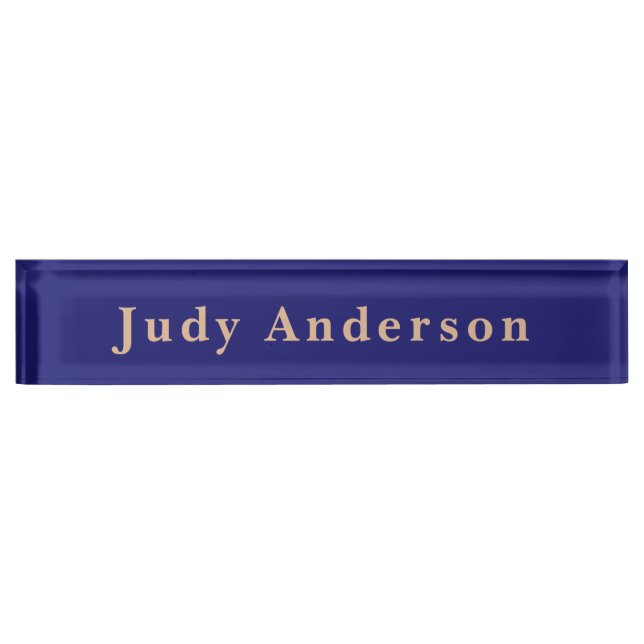 Midnight Blue Professional Plain Modern Elegant Nameplate (Front)