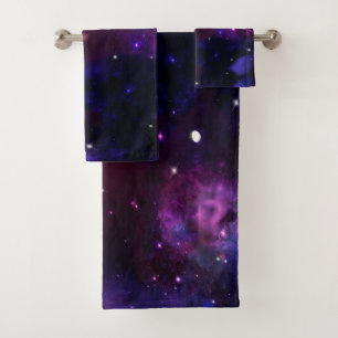 Midnight Blue Purple Galaxy Bath Towel Set