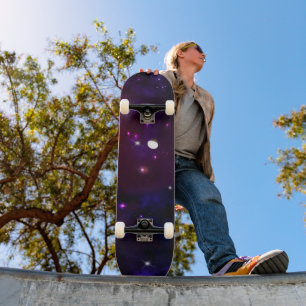 Midnight Blue Purple Galaxy Skateboard
