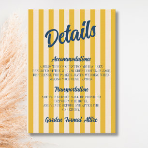 Midnight Blue Retro Muted Peach Stripe Details Enclosure Card