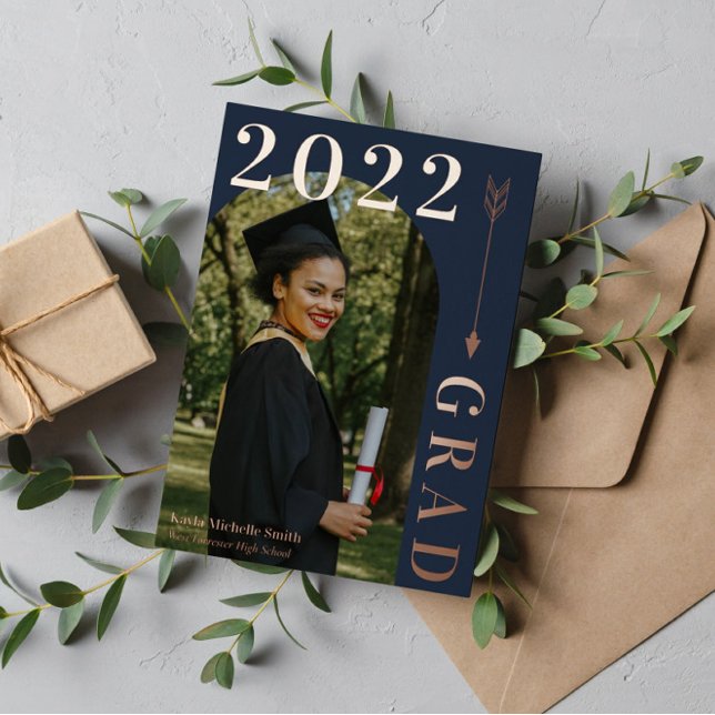 Midnight Blue Rose Gold Arch & Arrow Graduation (Creator Uploaded)