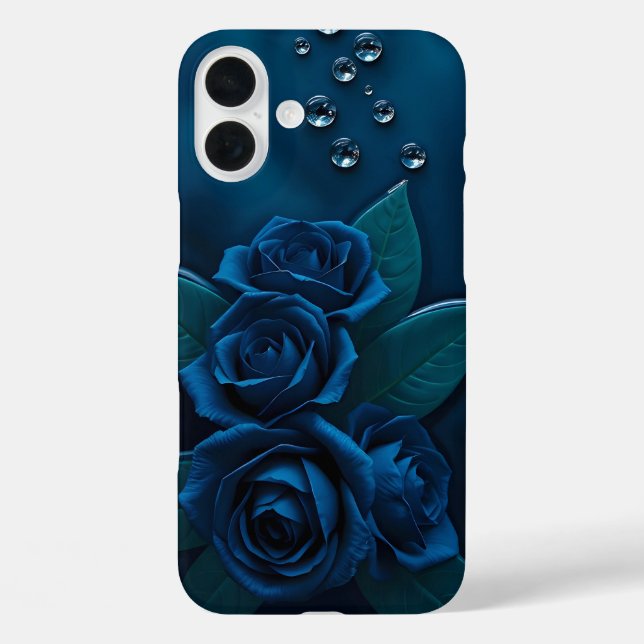 Midnight Blue Roses Design iPhone Case (Back)