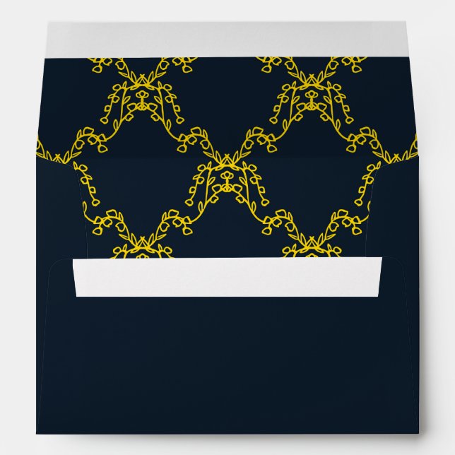 Midnight Blue Royal Islamic Muslim Wedding Envelope (Back (Bottom))