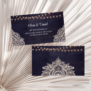 Midnight Blue Rustic Elegance Registry Insert Card