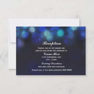 Midnight Blue Sky Bokeh Lights Reception Card