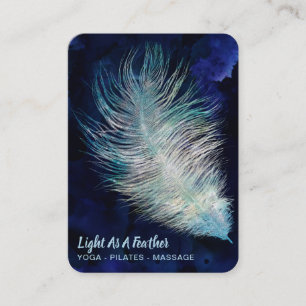 *~*  Midnight Blue Sky Cosmic Light Feather Boho Business Card