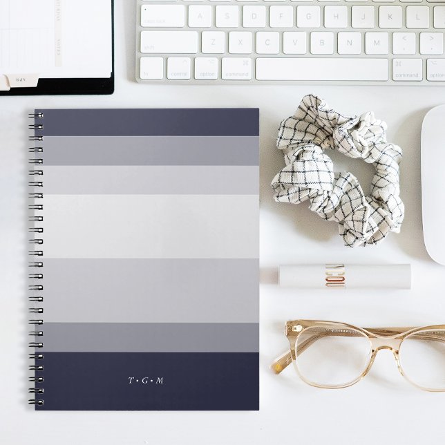Midnight Blue & Smoke Grey Colorblock Monogram Notebook (Creator Uploaded)