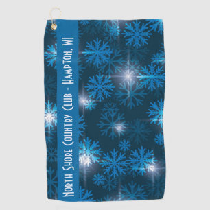 Midnight Blue Snowflake Pattern Custom Golf Towel