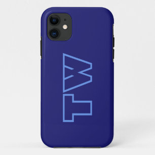 Midnight Blue Solid Colour Minimalist Monogram iPhone 11 Case