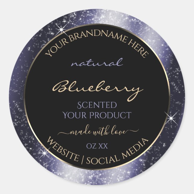 Midnight Blue Sparkle Glitter Frame Product Label (Front)