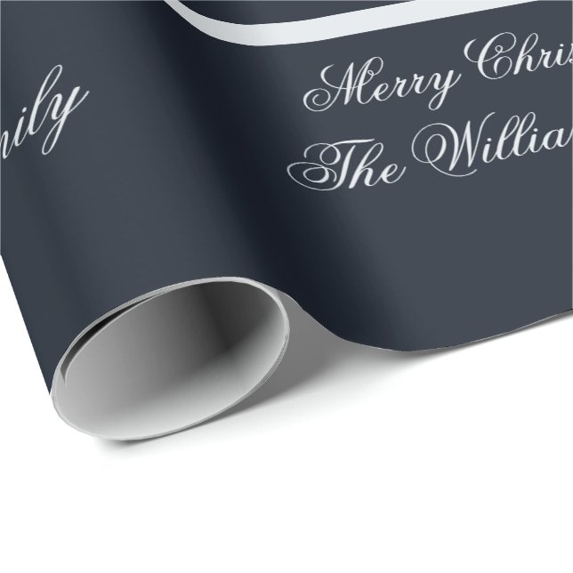 Midnight Blue Sparkling Silver Custom Christmas Wrapping Paper (Roll Corner)