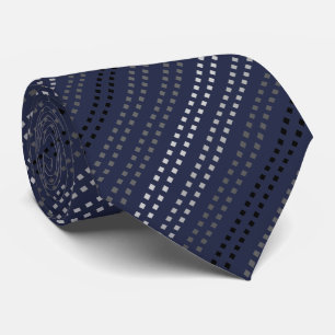 Midnight Blue Square Striped Pattern Tie