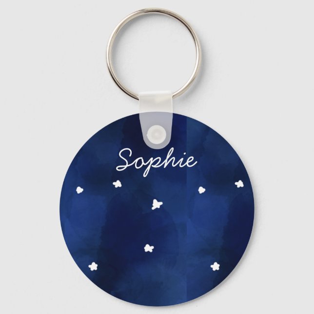 Midnight Blue starry sky Key Ring (Front)