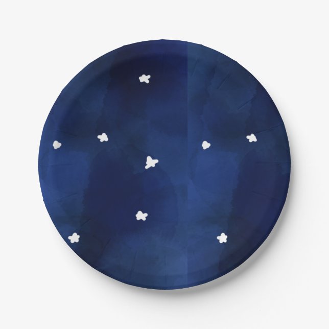 Midnight Blue starry sky Paper Plate (Front)