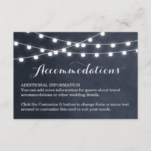 Midnight Blue String Lights Wedding Insert Card