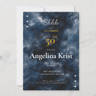 Midnight Blue Surprise Milestone Birthday Invitati Invitation
